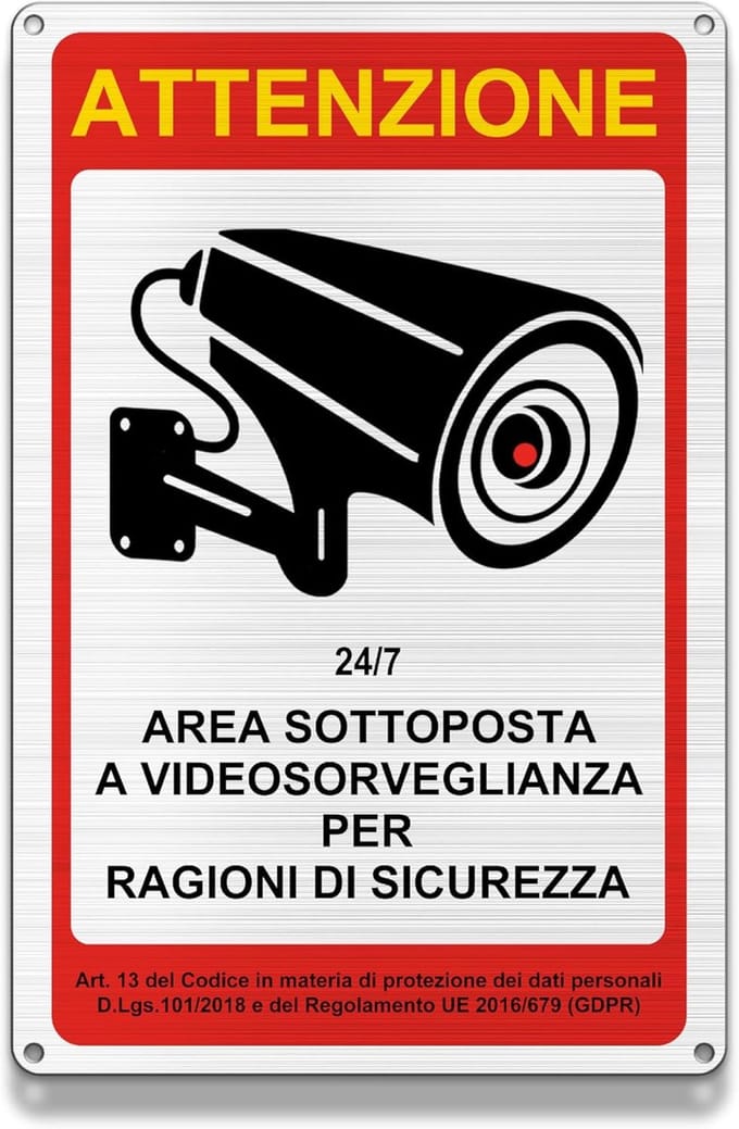 Waarschuwingsbord Camera Toezicht Geborsteld Aluminium Reflecterend