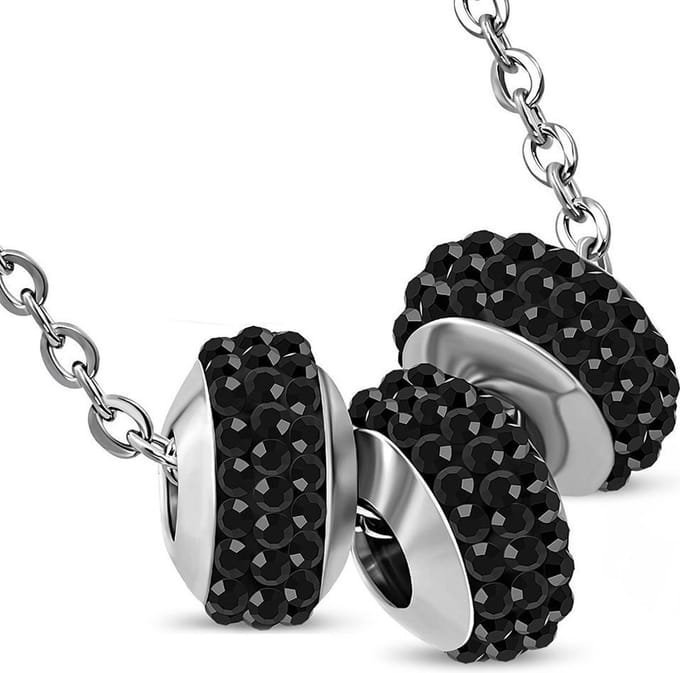 Amanto Ketting Erza Black - 316L Staal - 3x Bedel - 42cm