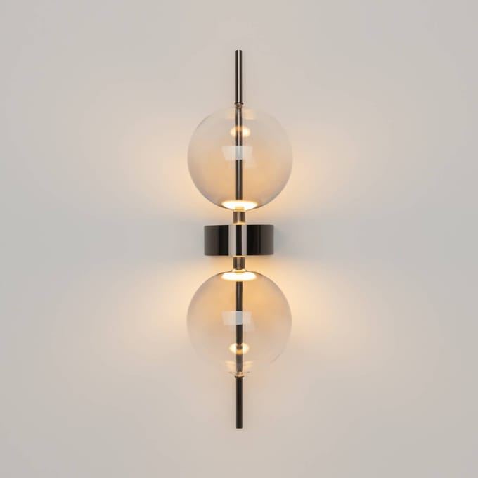 Maytoni LED wandlamp DOUBLE MOON, rookgrijs, hoogte 43 cm, glas
