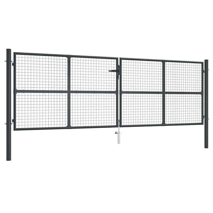vidaXL - Tuinhek - van - gaas - gegalvaniseerd - staal - 400x125 - cm - grijs