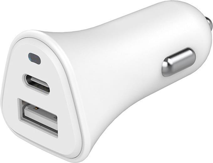 Just Green Dual Car Charger - Recyclebaar - Autolader - USB-C & USB-A - Power Delivery - 37W - Wit