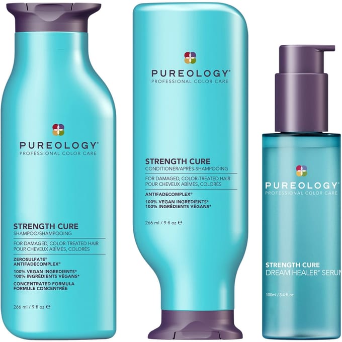 Pureology Strength Cure Shampoo & Conditioner 266ml With Strength Cure Serum 100ml
