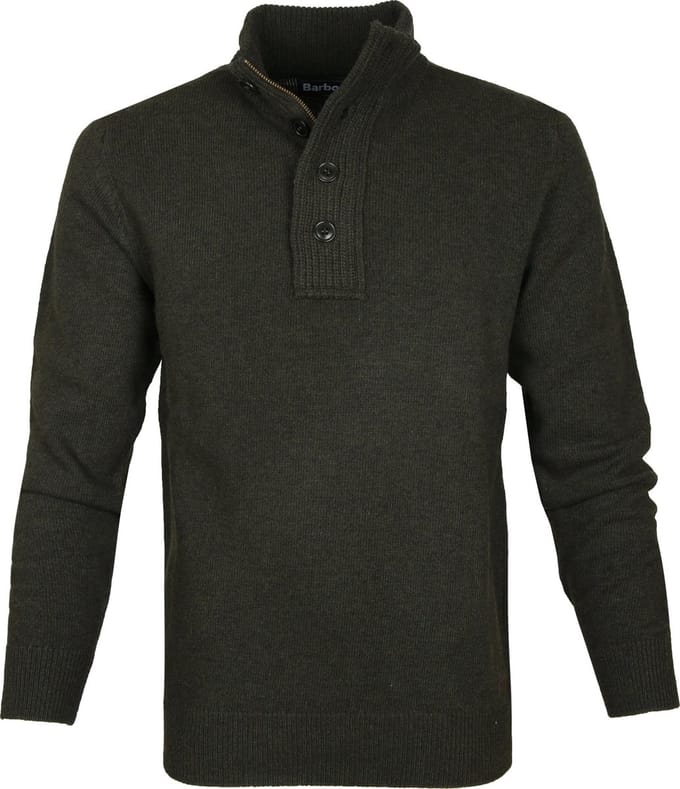 Barbour Trui Wol Patch Groen - Maat M - Heren - Quarter zip