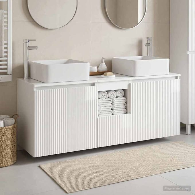vidaXL - Badkamerkast - set - 3 - st - Hoogglans - Wit - 49,5 - x - 41 - x - 63 - cm