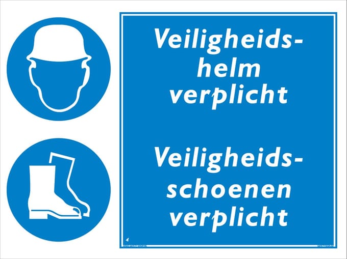 Veiligheidshelm verplicht bord - Bord 300 x 400 mm - (Aluminium)