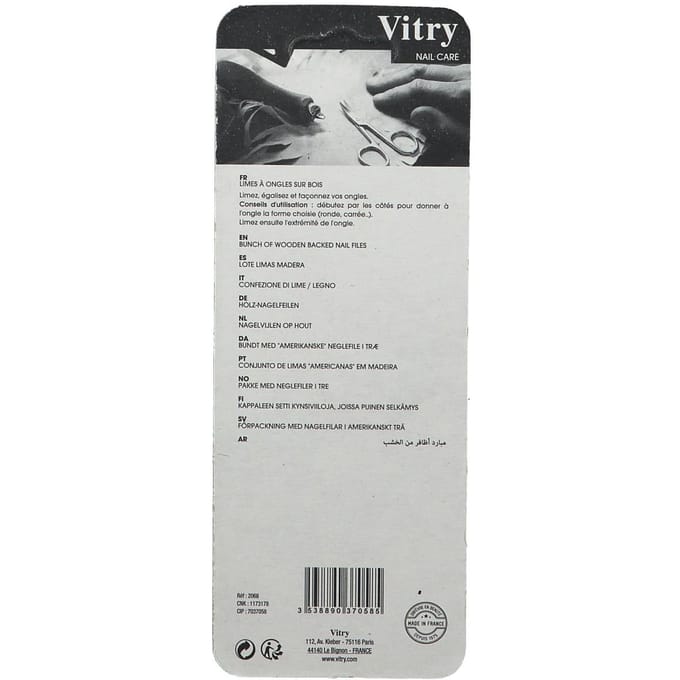 Vitry Nail Care Wood Backed Files Nagelvijl Ref.68 Blue & Pink 5Stuks