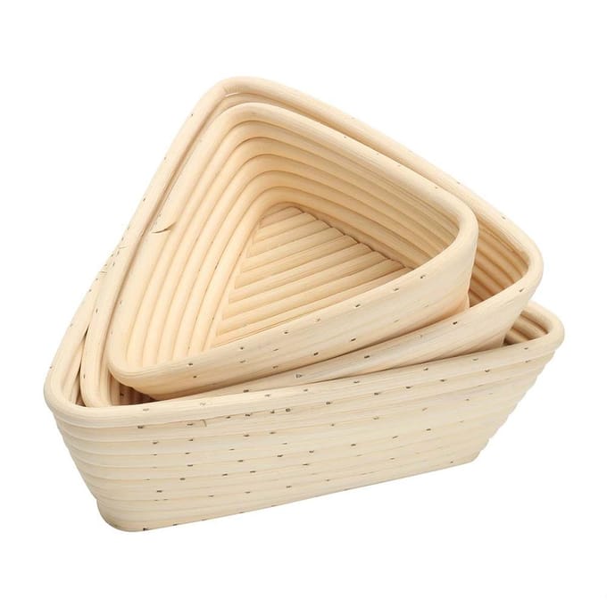 Driehoekige Broodrijsmandjes met Liner Deegrijs Rotan Handgemaakte Rotan Kom beige