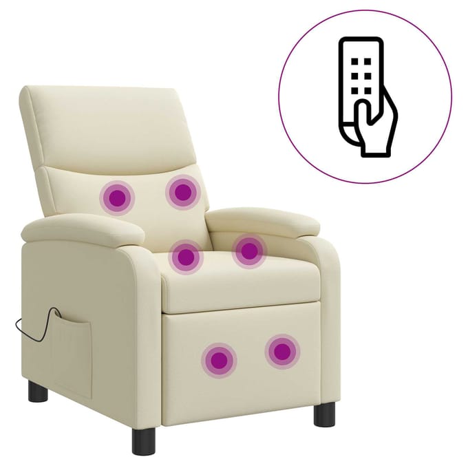 vidaXL - Massage - Relaxstoel - Crèmekleurig - Kunstleer