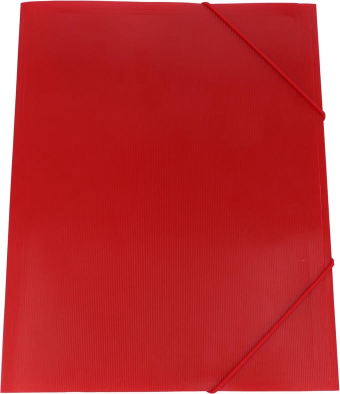 Exiton Elastomap - 3 stofkleppen - A4 - elastiek - extra stevig - transparant rood - 5 stuks