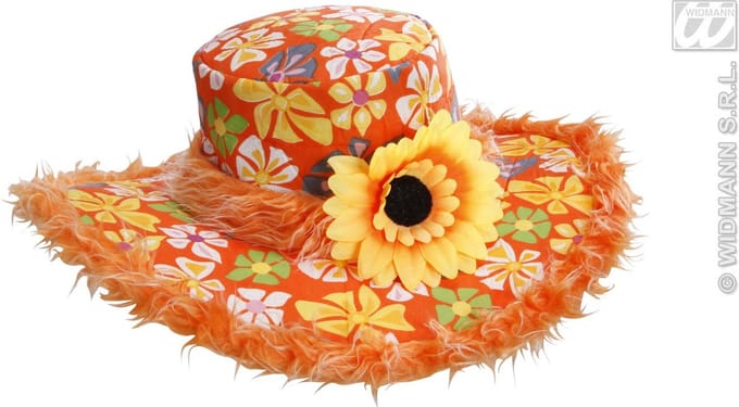 Hawaii hoed oranje met bloemen