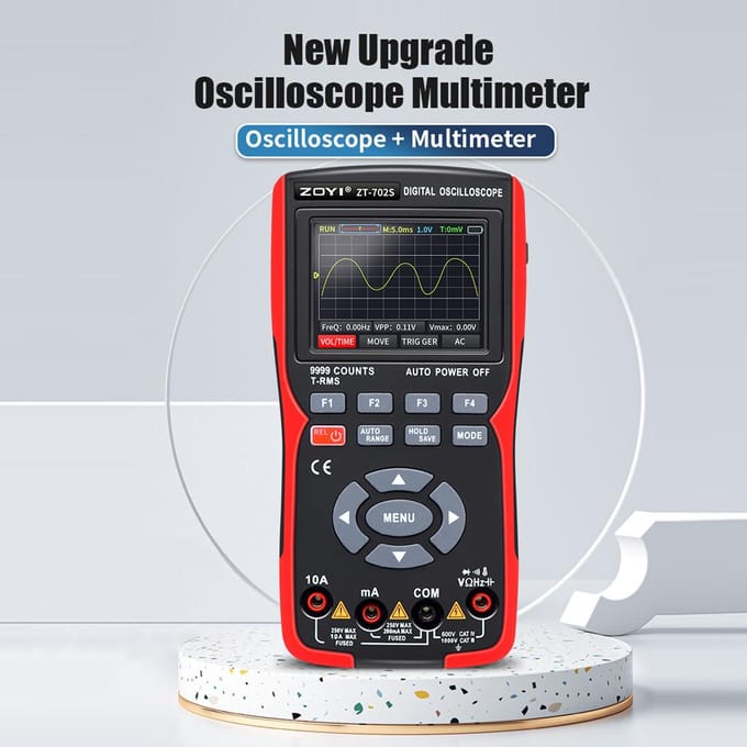 2in1 Digitale Oscilloscoop Multimeter 48MSa/s Bemonsteringssnelheid 10Mhz Bandbreedte 9999 Counts True RMS veelkleurig