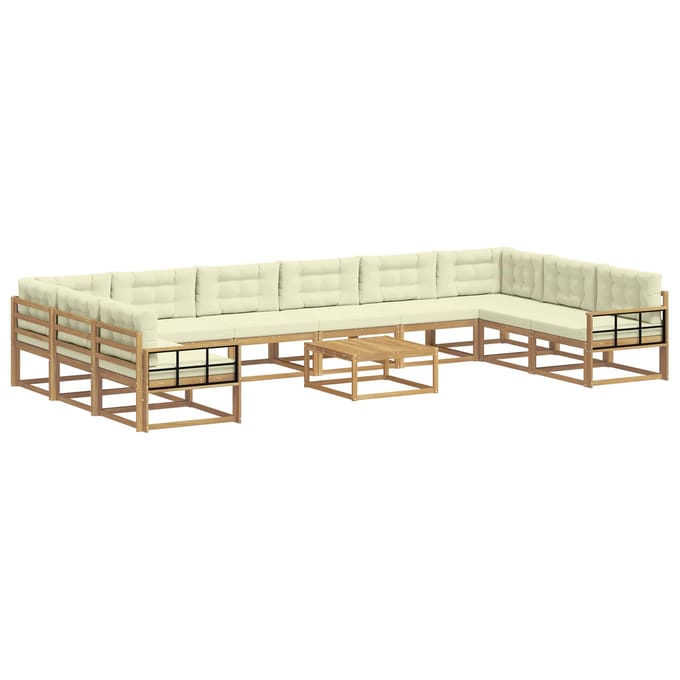 vidaXL - Buiten - bank - set - 11 - st - Wit - en - crèmekleurig