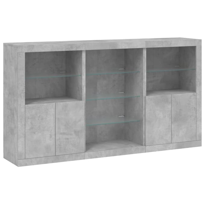 vidaXL - Dressoir - met - LED-verlichting - 181,5x37x100 - cm - betongrijs
