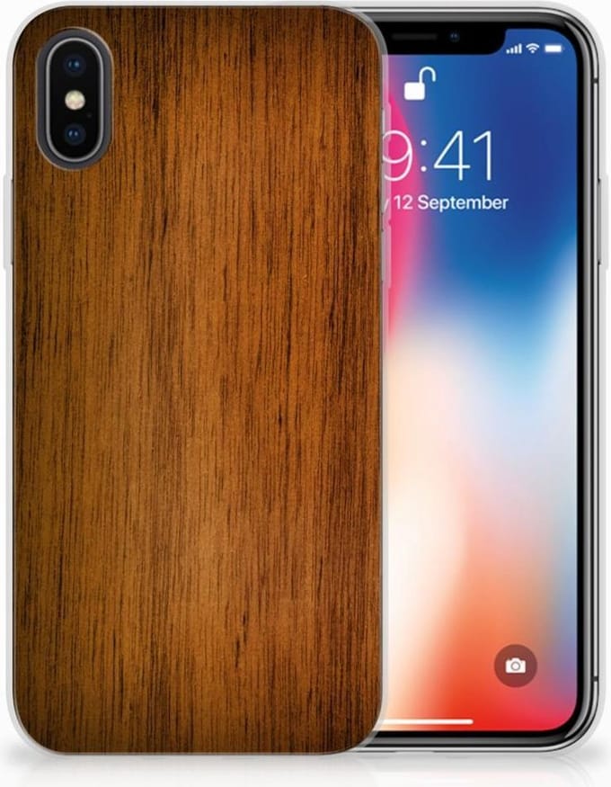 Apple iPhone X | Xs Bumper Hoesje Donker Hout