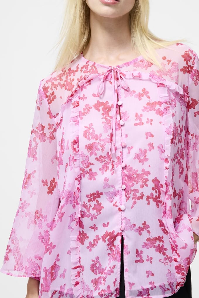 French Connection Isla Hallie Crinkle Tie Nk Top Violet Pink Multi Größe: S | Blusen Outlet | Damen | Rosa