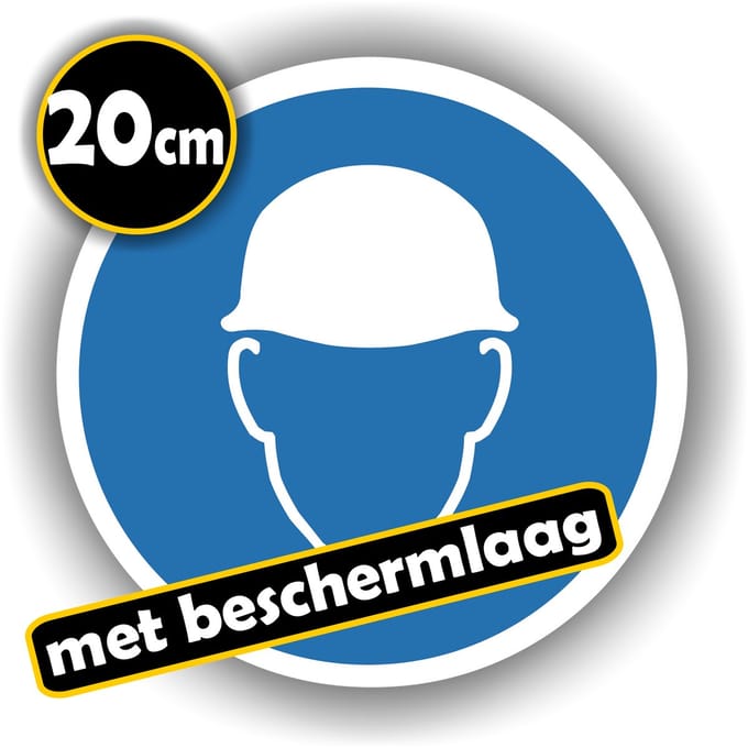 Jerma - Veiligheidshelm verplicht - Sticker - Ø 20 cm - Weerbestendig - Zelfklevend - Vinyl