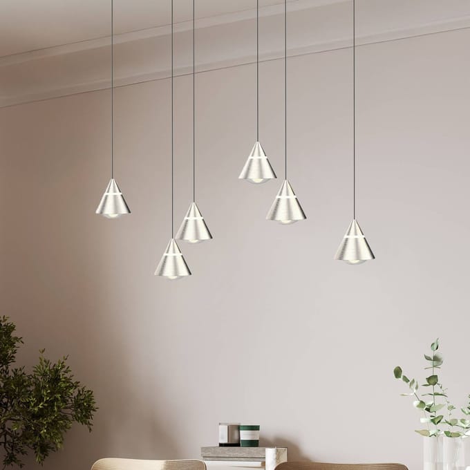 Trio Lighting LED hanglamp Romeo, lengte 75 cm, nikkelkleurig metaal, 6-lamps.