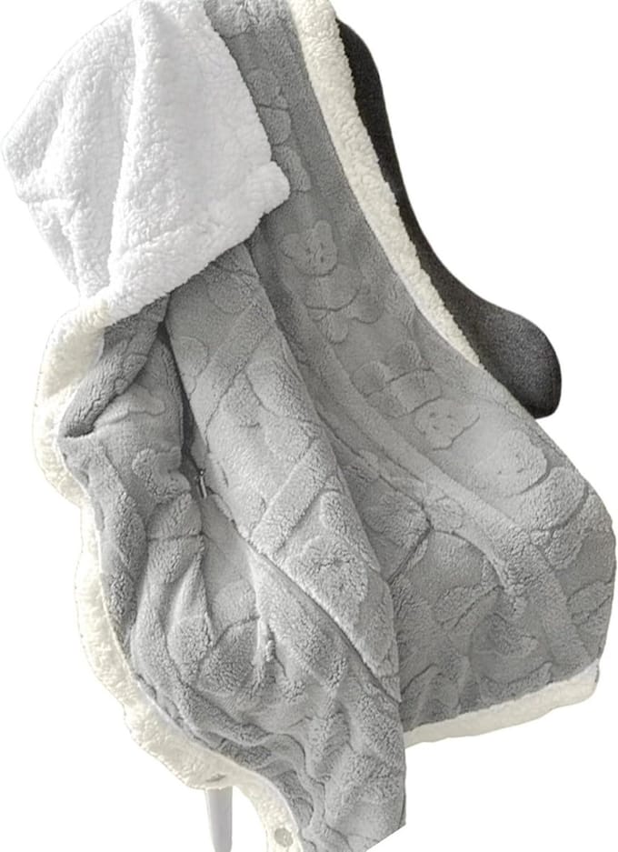Draagbare Poncho - Wikkeldeken Sjaal - Warm Blijven - Versterkt Flanel - 100x150 cm - Grijs