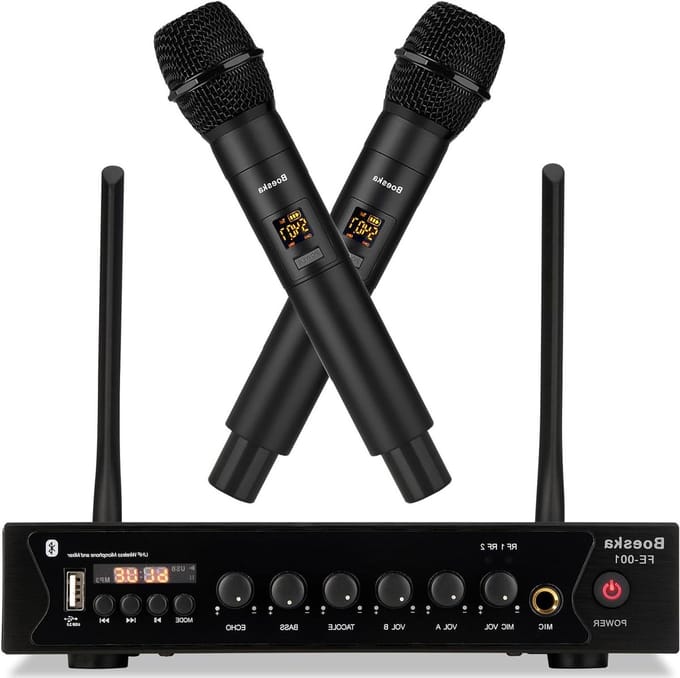 Draadloze Microfoon Set - Karaoke Microfoon UHF Microfoon - Feest Geluid - Dubbel Kanaal - 250 m bereik - Zwart