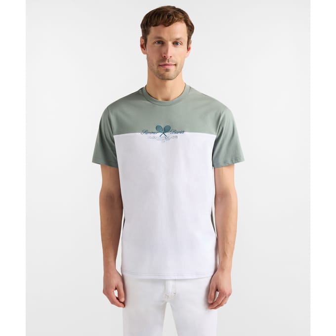 t-shirt bicolor katoen man groen