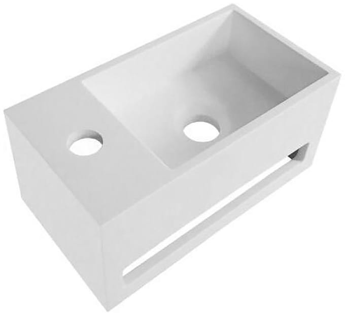 Toiletfontein - Leoni - Solid Surface - Handdoekhouder en Kraangat Links - Wit 35.8x20.5x15.7 cm