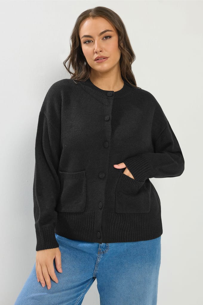 Yours Zwarte Bomber Cardigan Size 42-44