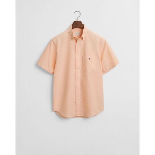 Gant Overhemd Uni Oxford Button Down Short Sleeve Peachy Orange / male