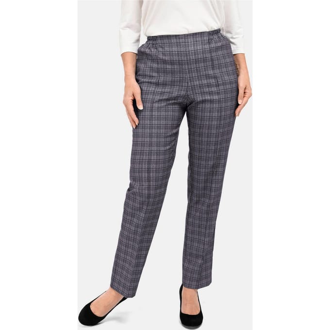 Geruite broek CARLA met biesjes - grijs - Gr. 21 van Goldner Fashion