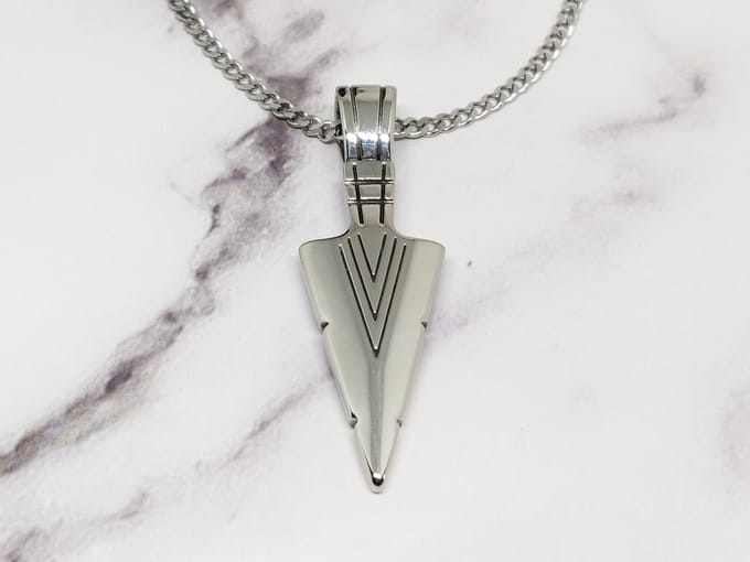 Mei's - Viking with Spear - ketting heren - RVS zilver - 60 cm
