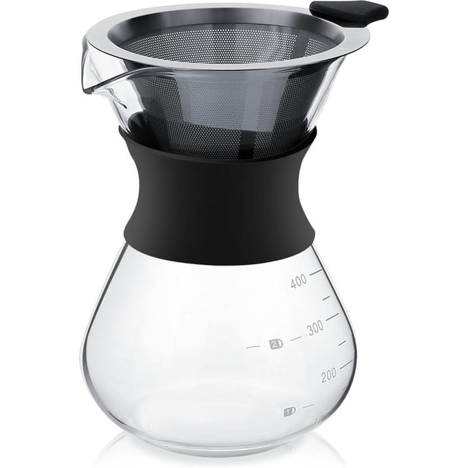 Handmatige koffiezetapparaat met roestvrijstalen filter black