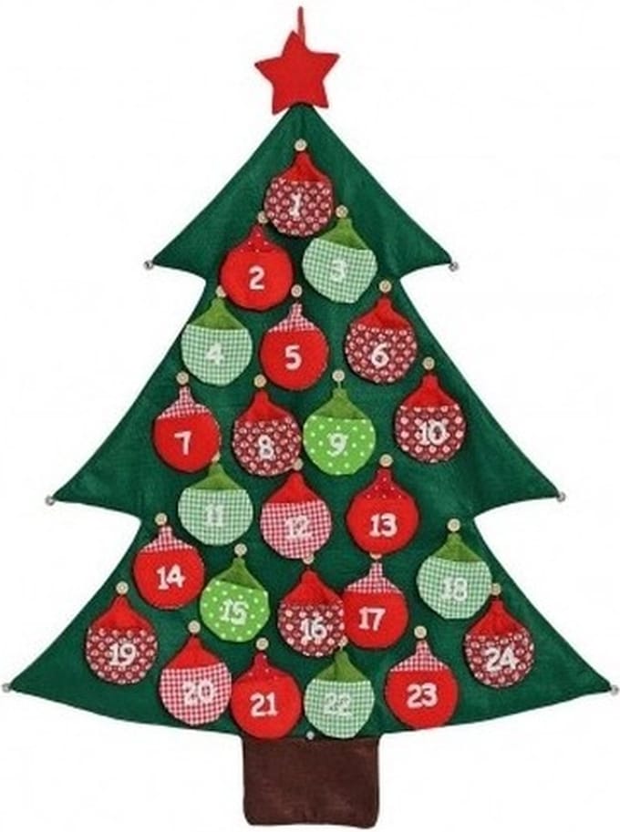Kerst adventskalender - vilt - 95 cm - Advent kalender kerstboom