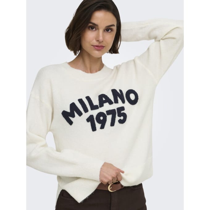 Jacqueline de Yong Trui Jdyciao L/s O-neck Pullover Knt 15376534 Cloud Dancer/sky Cap Dames Maat - M
