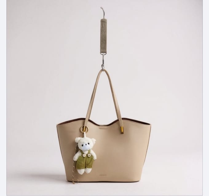 TK-S set Schoudertas-shopper + clutch-handtas met schouderriem, abrikoos