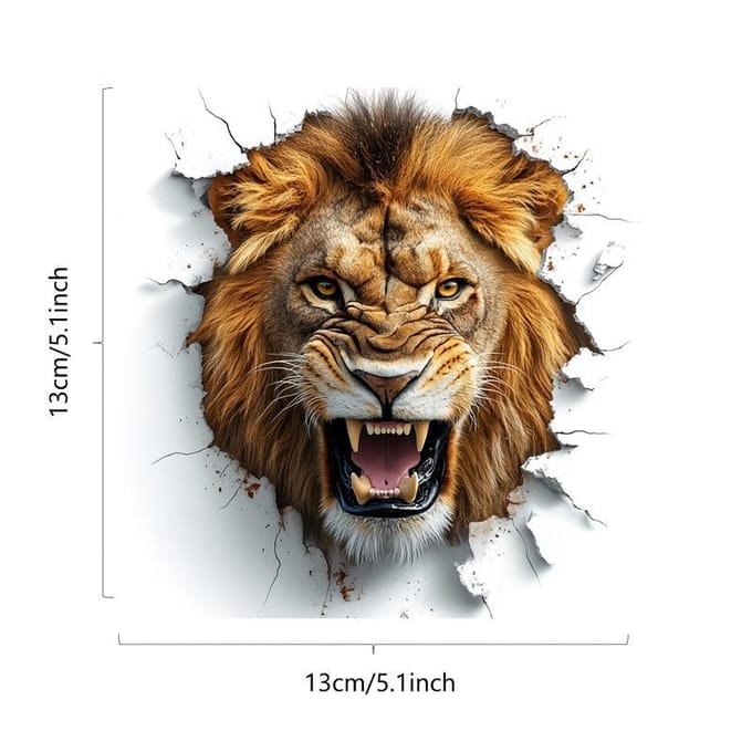 Levendige 3D Leeuw Vinyl Stickers - Waterdichte, Krasbestendige Stickers beige