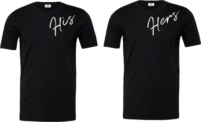 Koppel shirts voor hem en haar-His en Hers-Zwart-Maat M