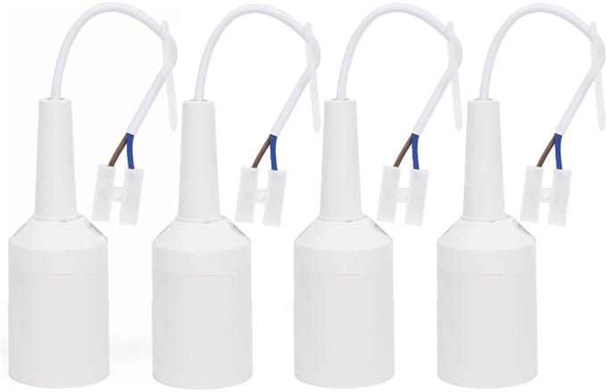 Benson Verhuisfitting - 4x - E27 - wit - fitting met kroonsteen en kabel