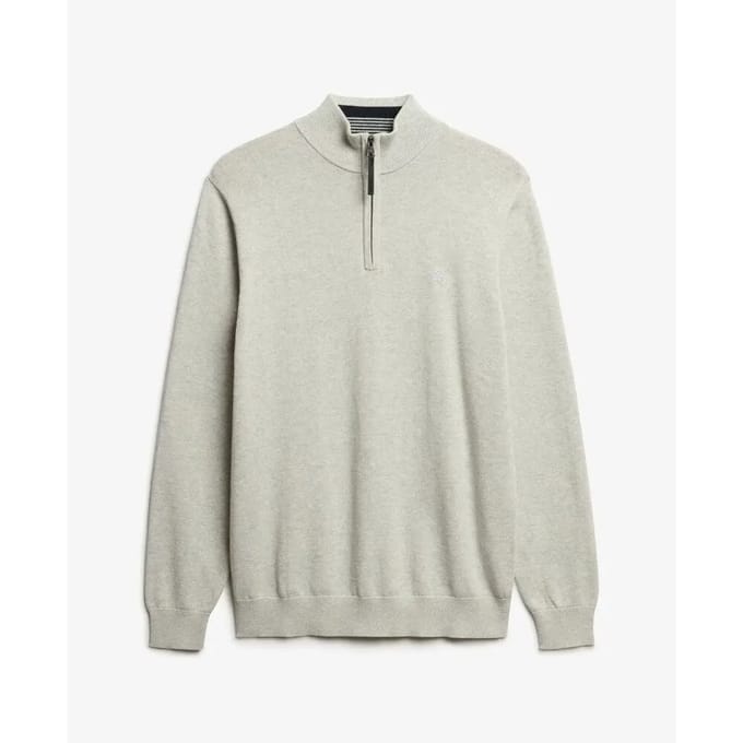 Superdry - Essentials Katoenen Trui met Halve Rits - Heren - Sweaters