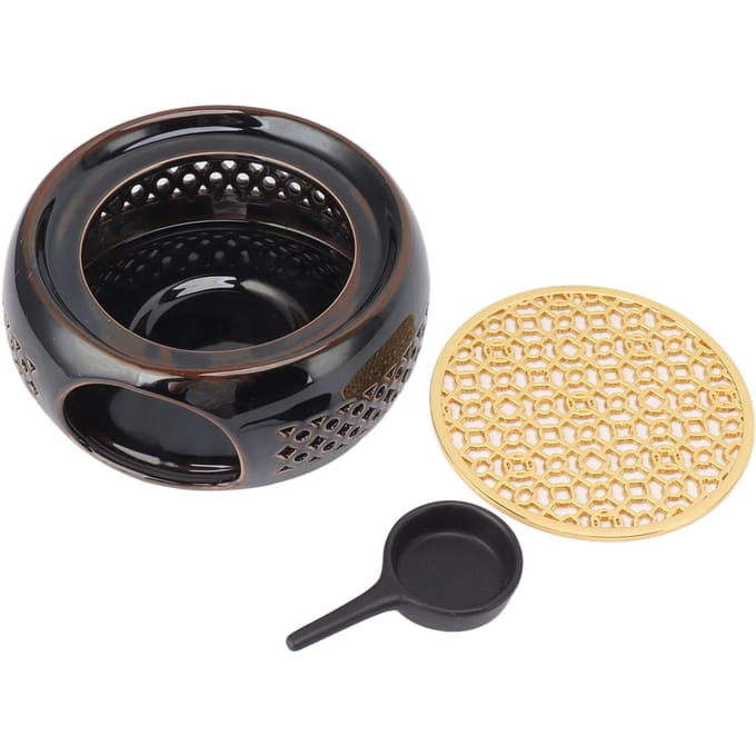 Bronsbruin Theelicht Theepot Warmer Hol Concaaf Uitziende Keramische Thee Theelicht Koffie Verwarmer black