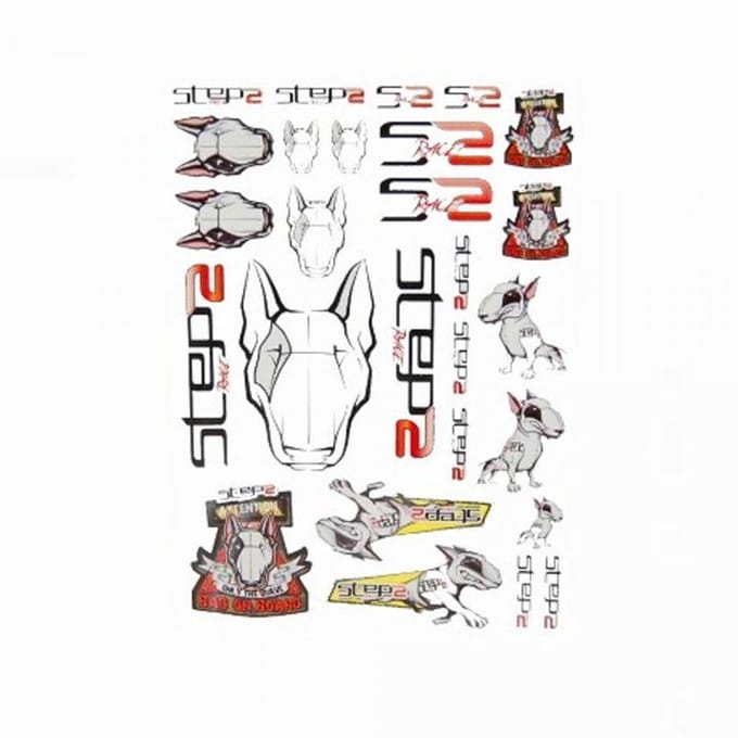 Planche Autocollant 27 stickers chien Step 2 Race One pour scooter 24.5x34.5cm Neuf