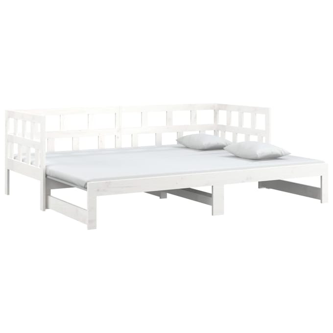 vidaXL - Slaapbank - uitschuifbaar - massief - grenenhout - wit - 2x(80x200) - cm