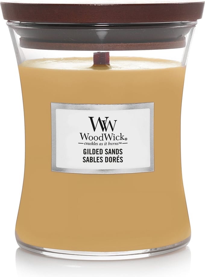 WoodWick Hourglass Medium Geurkaars - Gilded Sands - 60 branduren