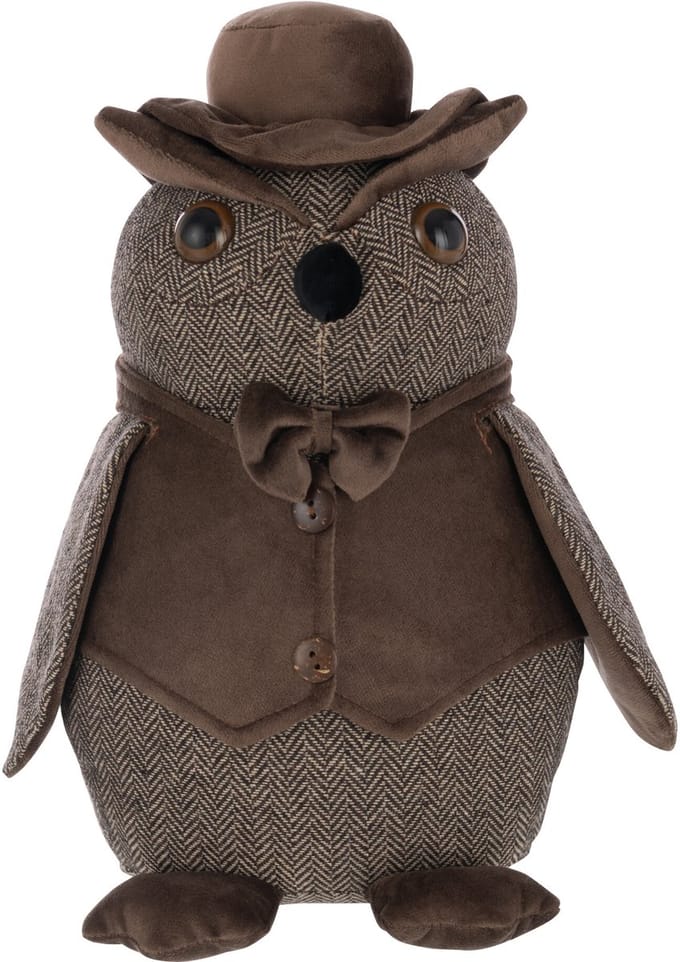 J-Line deurstopper Uil + Hoed - polyresin - bruin