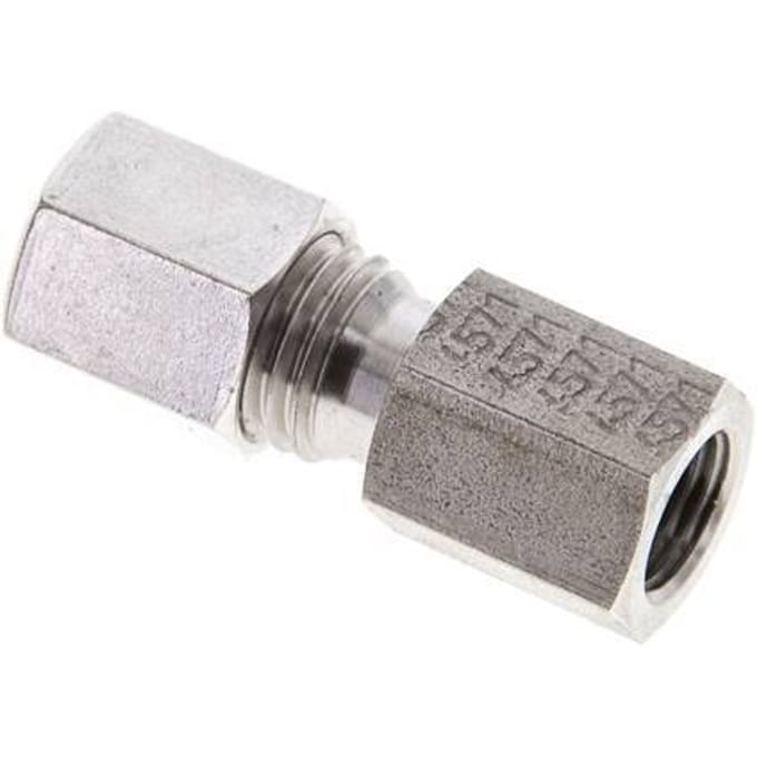 6L & M10x1 RVS Rechte Snijringkoppeling Binnendraad 315bar ISO 8434-1