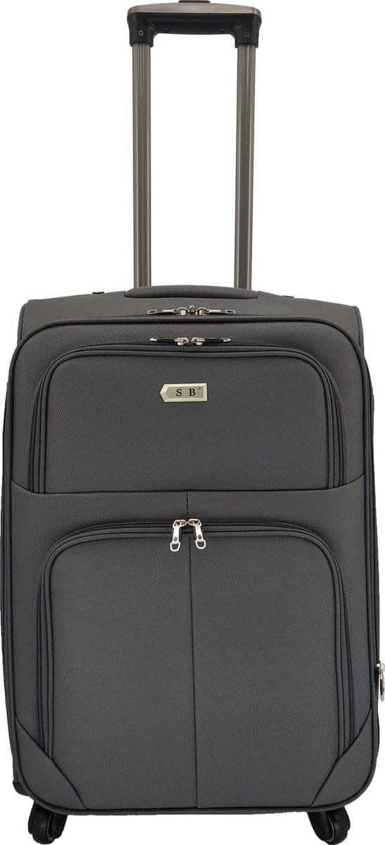 Bagage stoffen koffer 65cm 4 wielen trolley - Donker Grijs