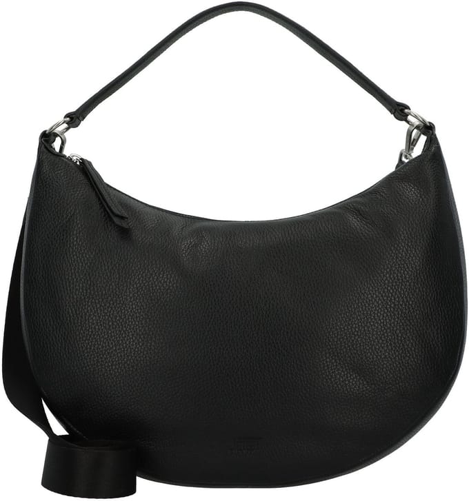 JOST Leren Schoudertas Vika Hobo Bag Black Zwart