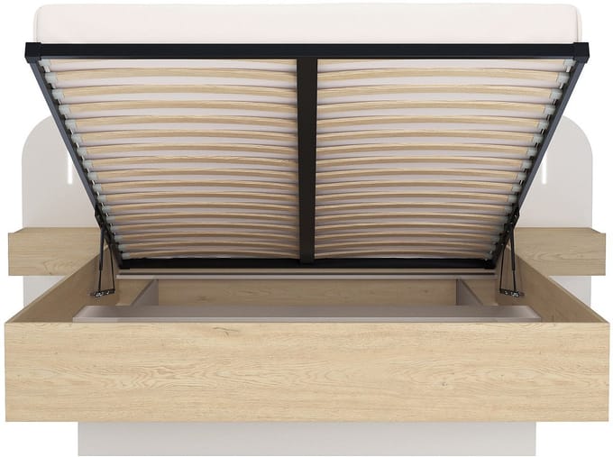 Vente-unique Bed met opbergruimte hout beige 160 x 200 cm