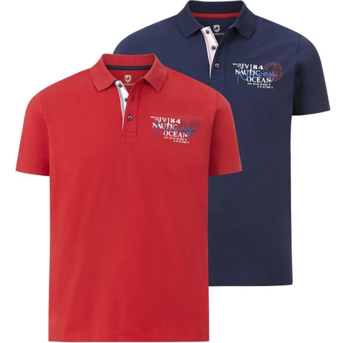 Jan Vanderstorm herren Poloshirts, Set Van 2 - 76/78 - rood - Plus Size