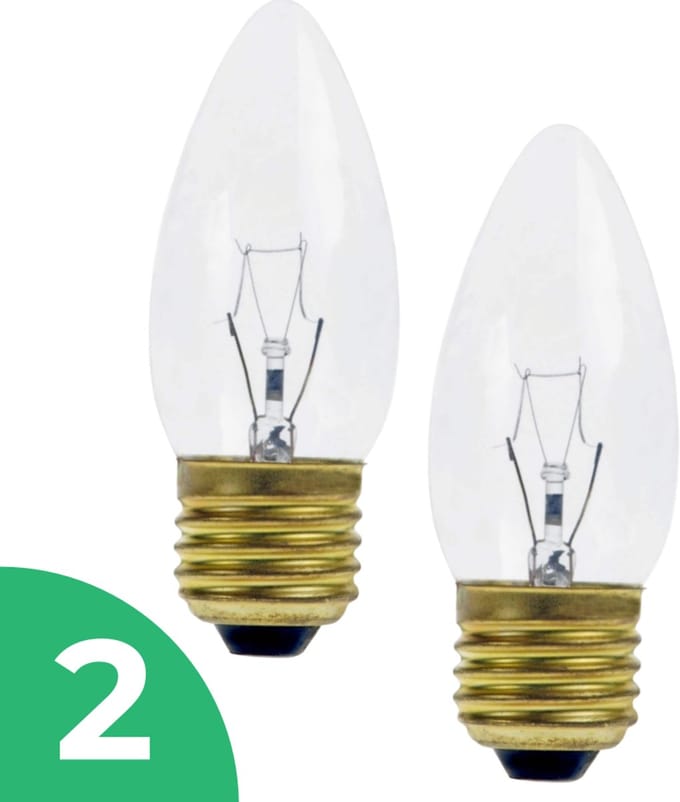 Trixline Kaarslamp Gloeilamp E27 - 25W - Warm Wit Licht (2700K) - 180 lm - 1 jaar - Dimbaar - 2 stuks