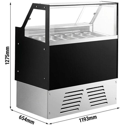 GGM Gastro Eistheke EMMA - 1190mm - Umluft - für 6x 5 Liter oder 4x 7 Liter Eisbehälter - Schwarz