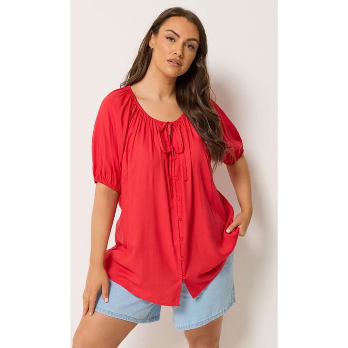 Yours Rode Top Met Striksluiting In De Nek Size 50-52